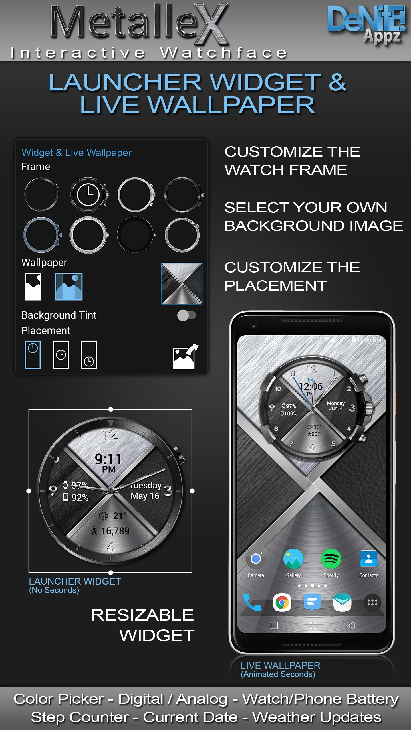 MetalleX HD Watch Face | Indus Appstore | Screenshot