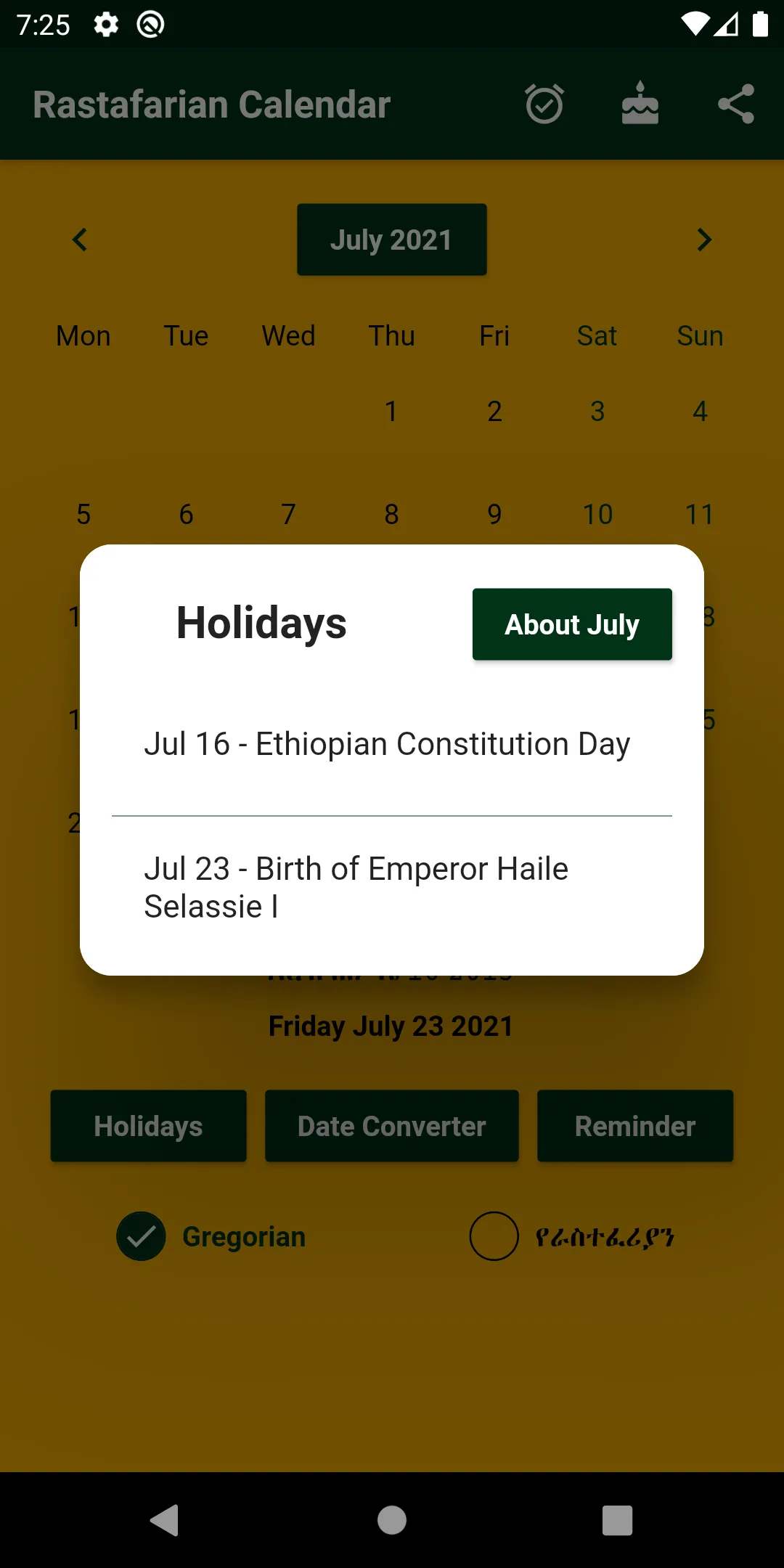 Rastafarian Calendar | Indus Appstore | Screenshot