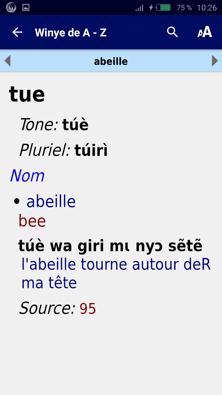 Winye dictionnaire | Indus Appstore | Screenshot