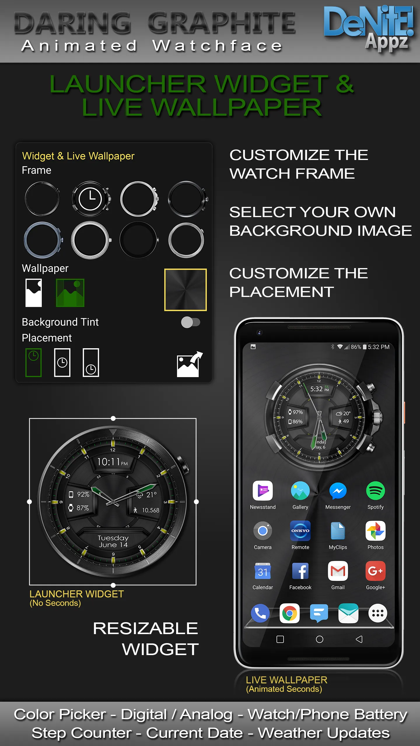 Daring Graphite HD Watch Face | Indus Appstore | Screenshot