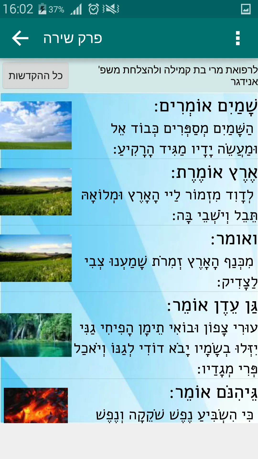 פרק שירה ועוד תפילות | Indus Appstore | Screenshot