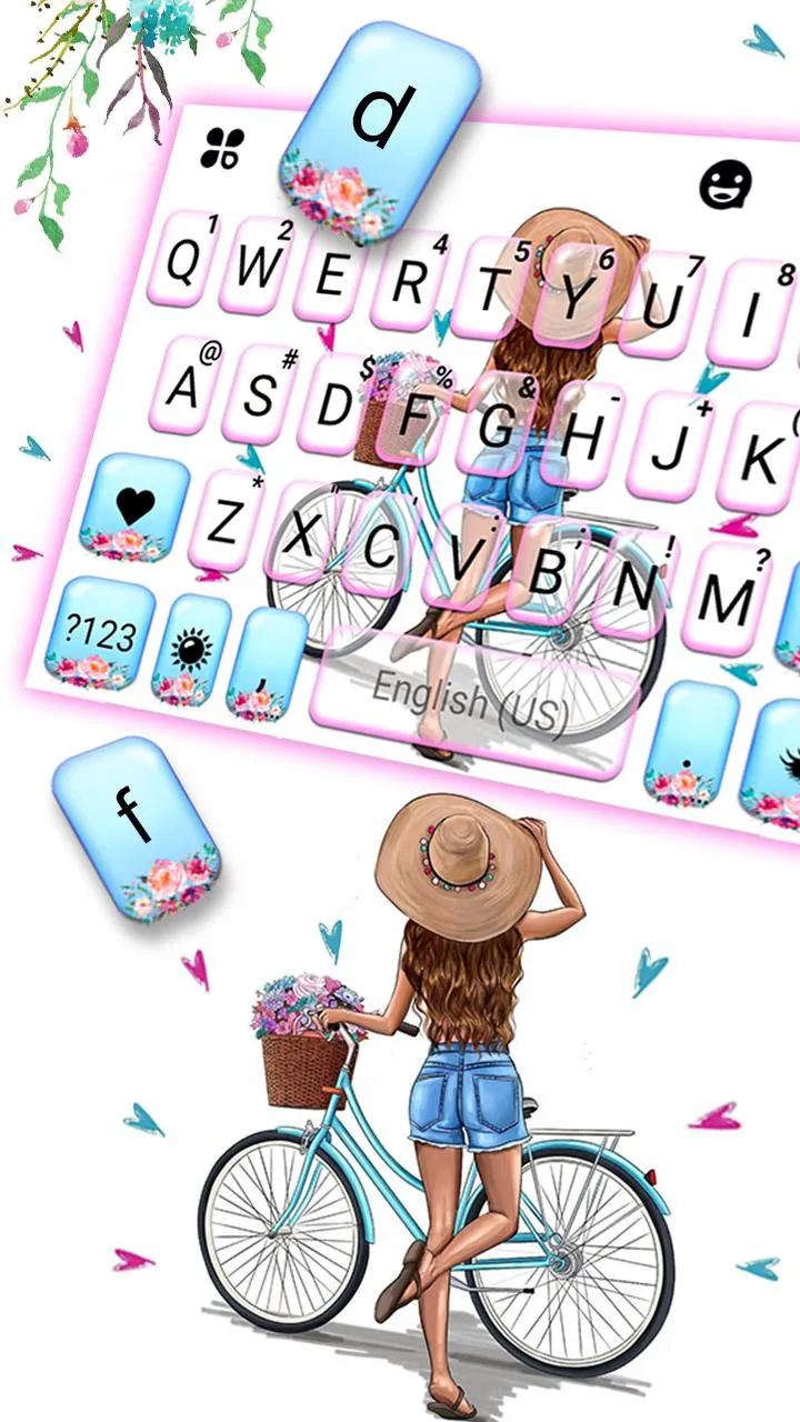 Floral Bicycle Girl2 Keyboard  | Indus Appstore | Screenshot