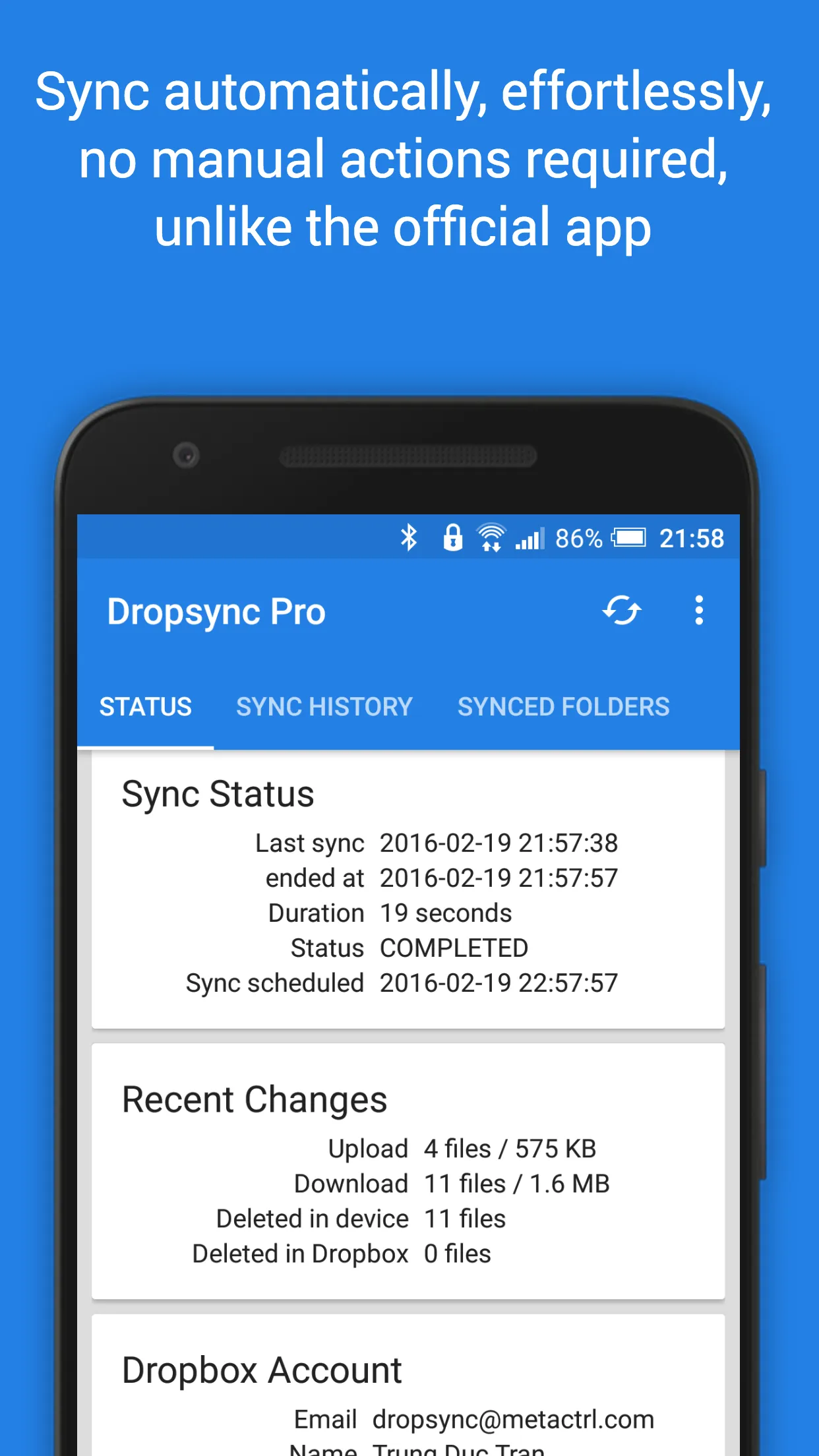 Dropsync: Autosync for Dropbox | Indus Appstore | Screenshot