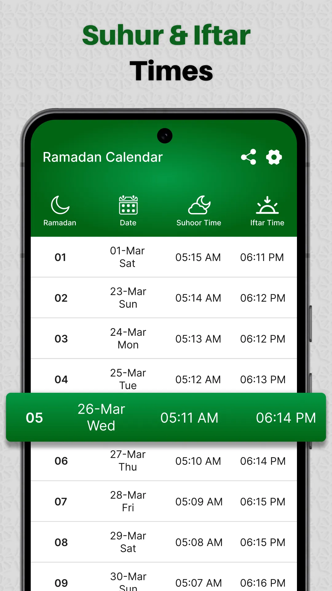 Ramadan Calendar 2025 Time | Indus Appstore | Screenshot