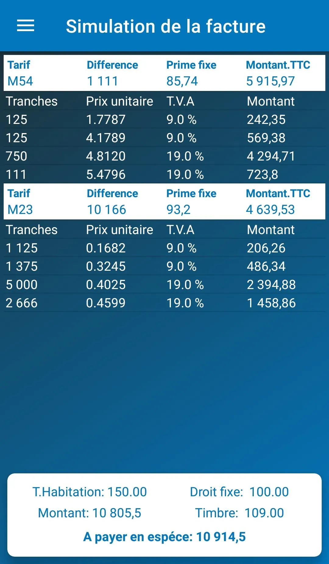 Facture Sonelgaz - calcul rapi | Indus Appstore | Screenshot