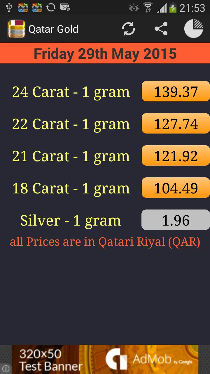 Qatar Daily Gold Price | Indus Appstore | Screenshot