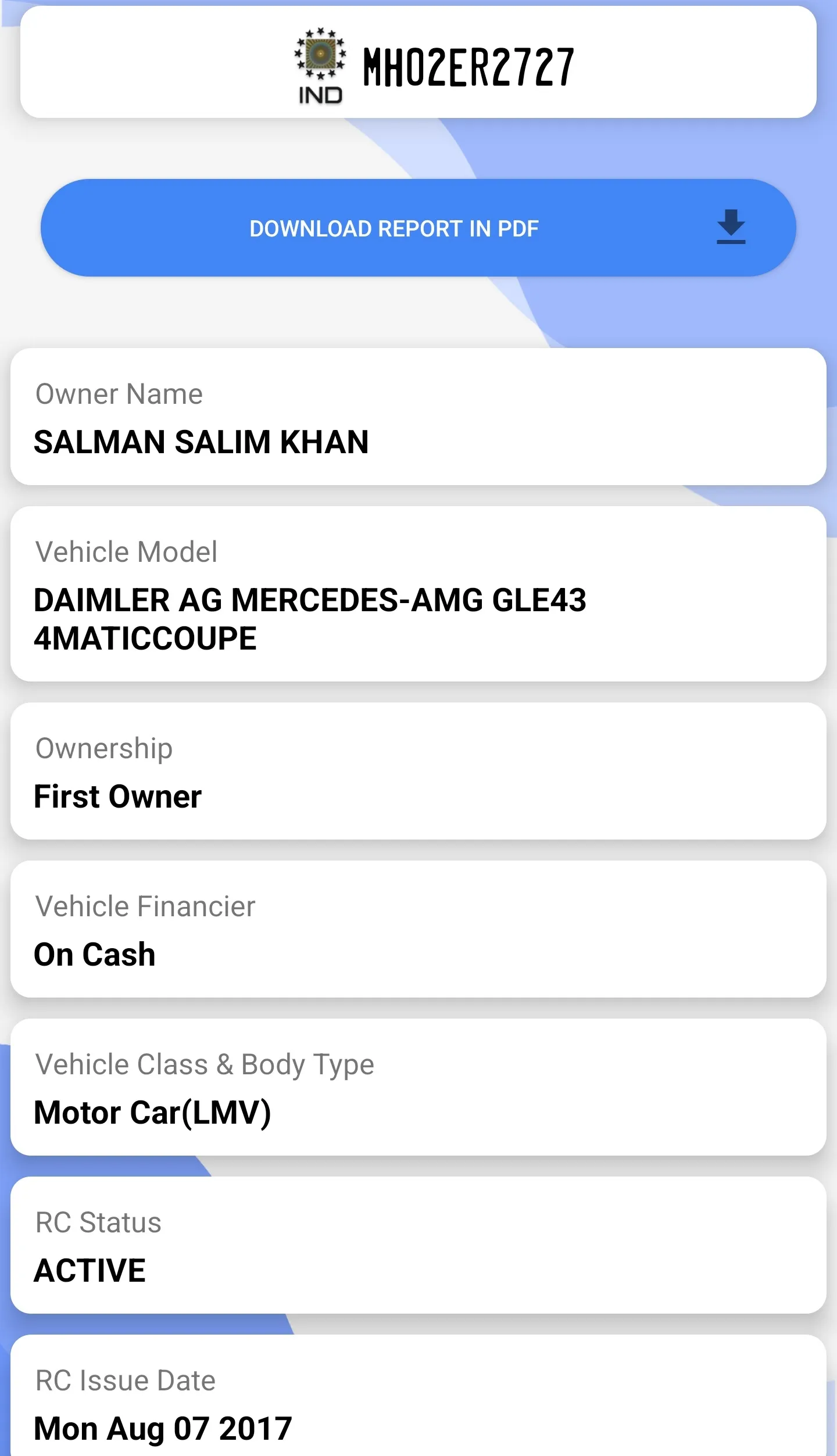 Vehicle Owner Information App | Indus Appstore | Screenshot