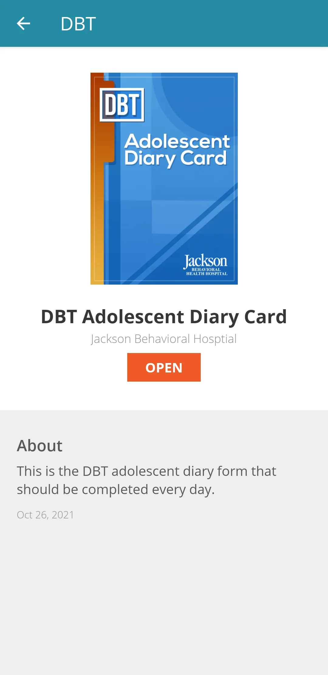 Adolescent DBT Diary Card | Indus Appstore | Screenshot