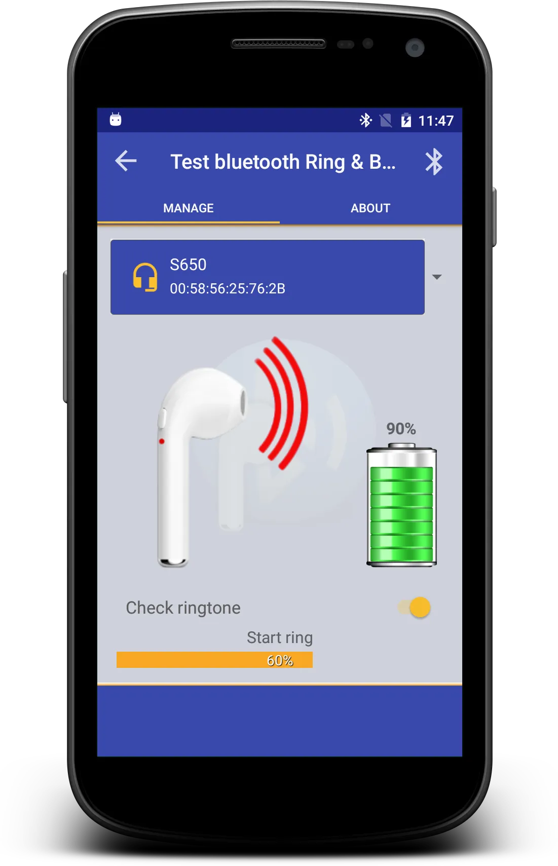 Bluetooth headset check | Indus Appstore | Screenshot