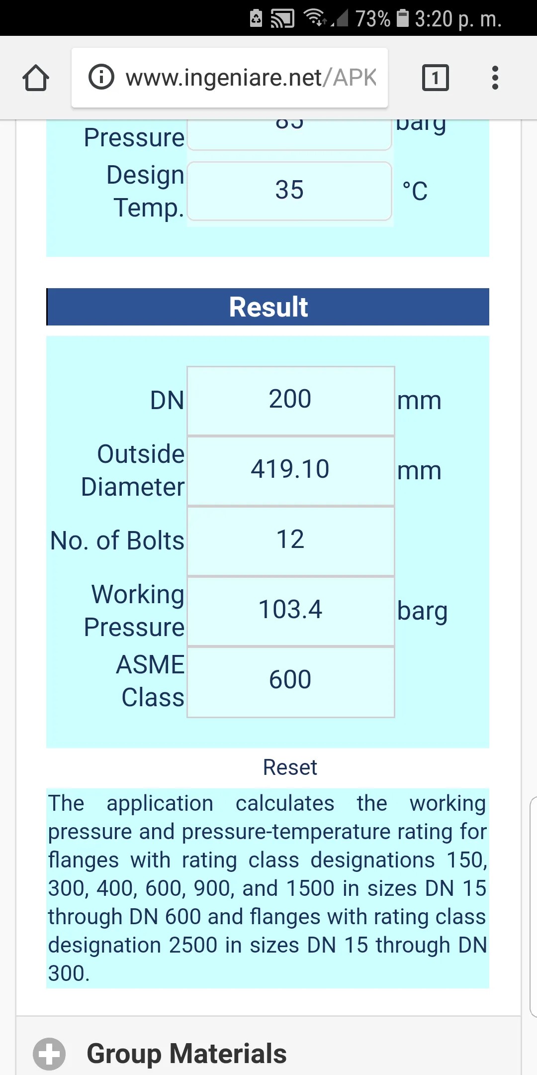 ASME B16.5 Group 3.1 to 3.19 S | Indus Appstore | Screenshot