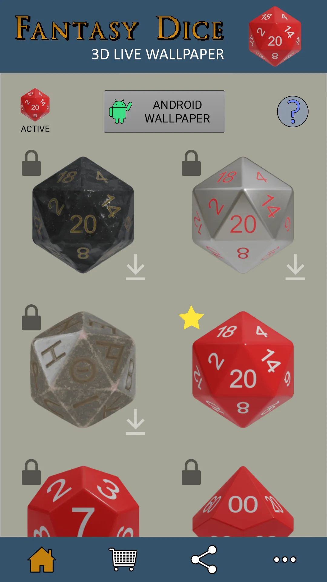 Fantasy Dice 3D Live Wallpaper | Indus Appstore | Screenshot