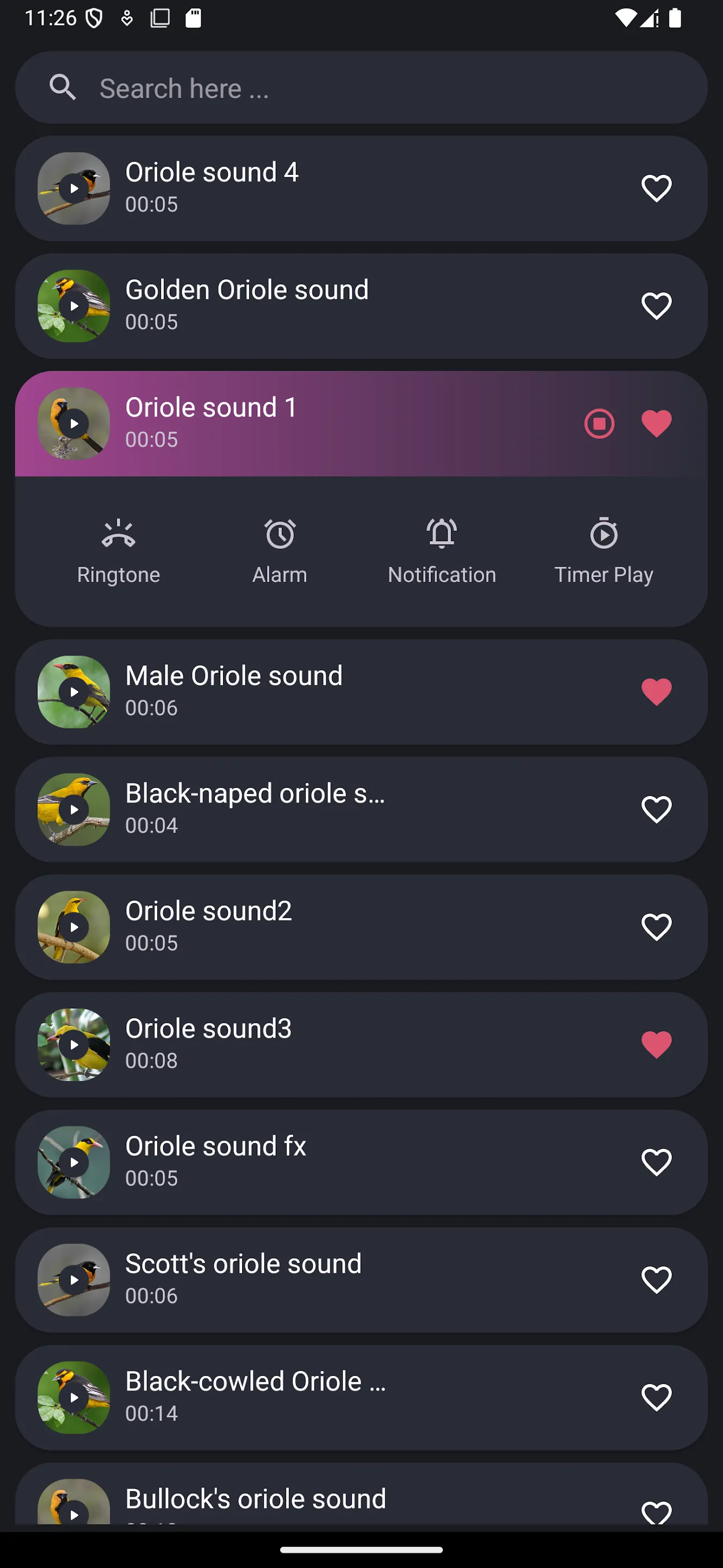 Oriole bird sounds | Indus Appstore | Screenshot