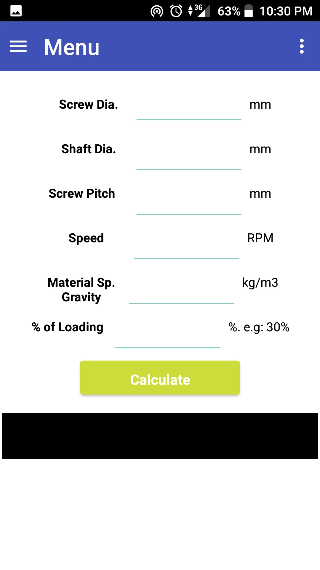 Screw Conveyor Calculator | Indus Appstore | Screenshot