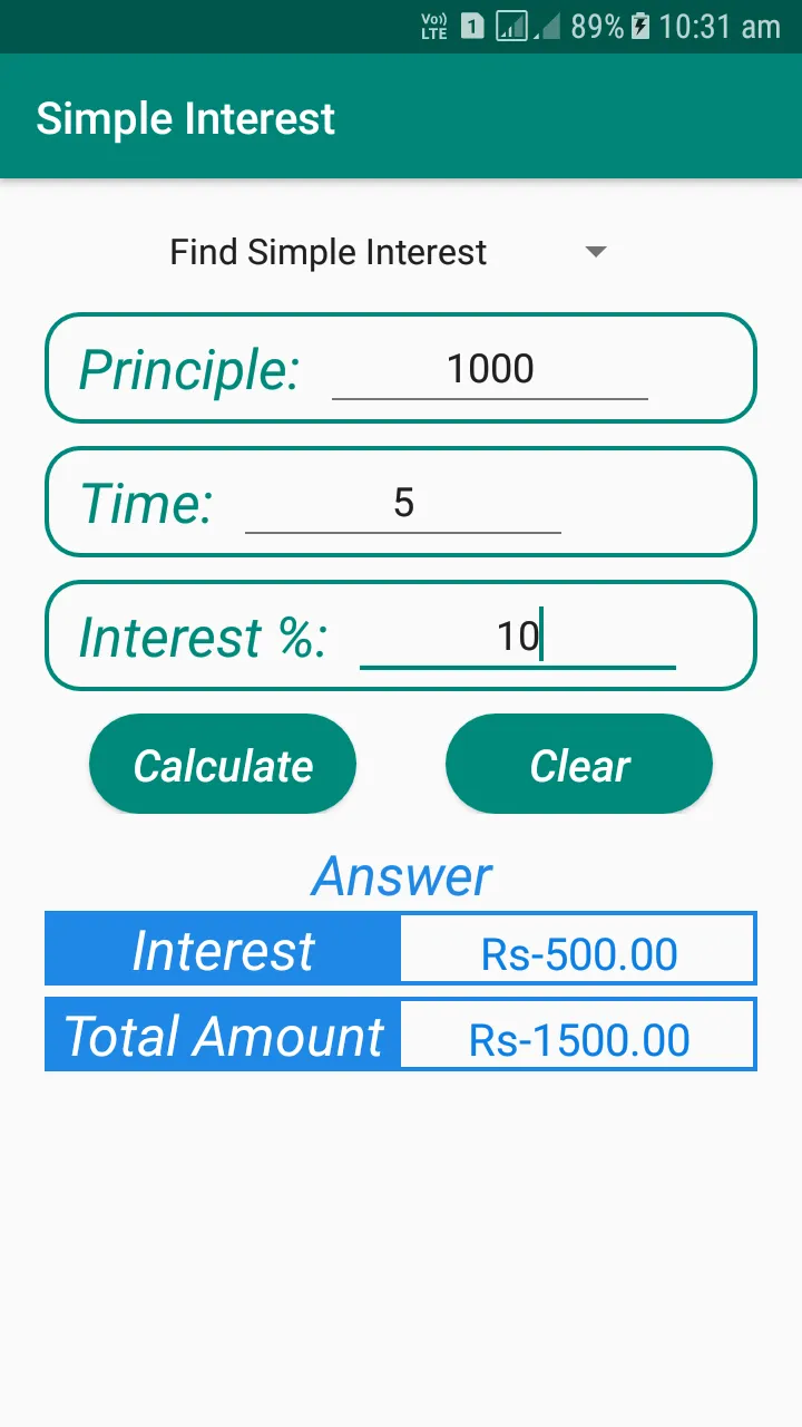 Simple/Compound Interest Calc | Indus Appstore | Screenshot