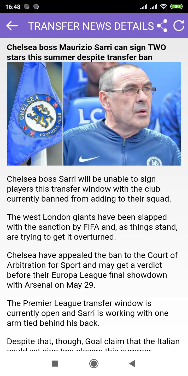 Transfer News for Chelsea | Indus Appstore | Screenshot