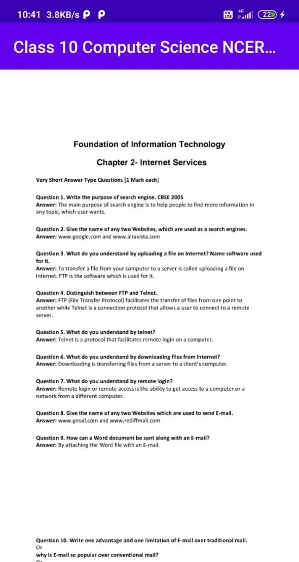 CLASS 10 COMPUTER SCIENCE NCER | Indus Appstore | Screenshot