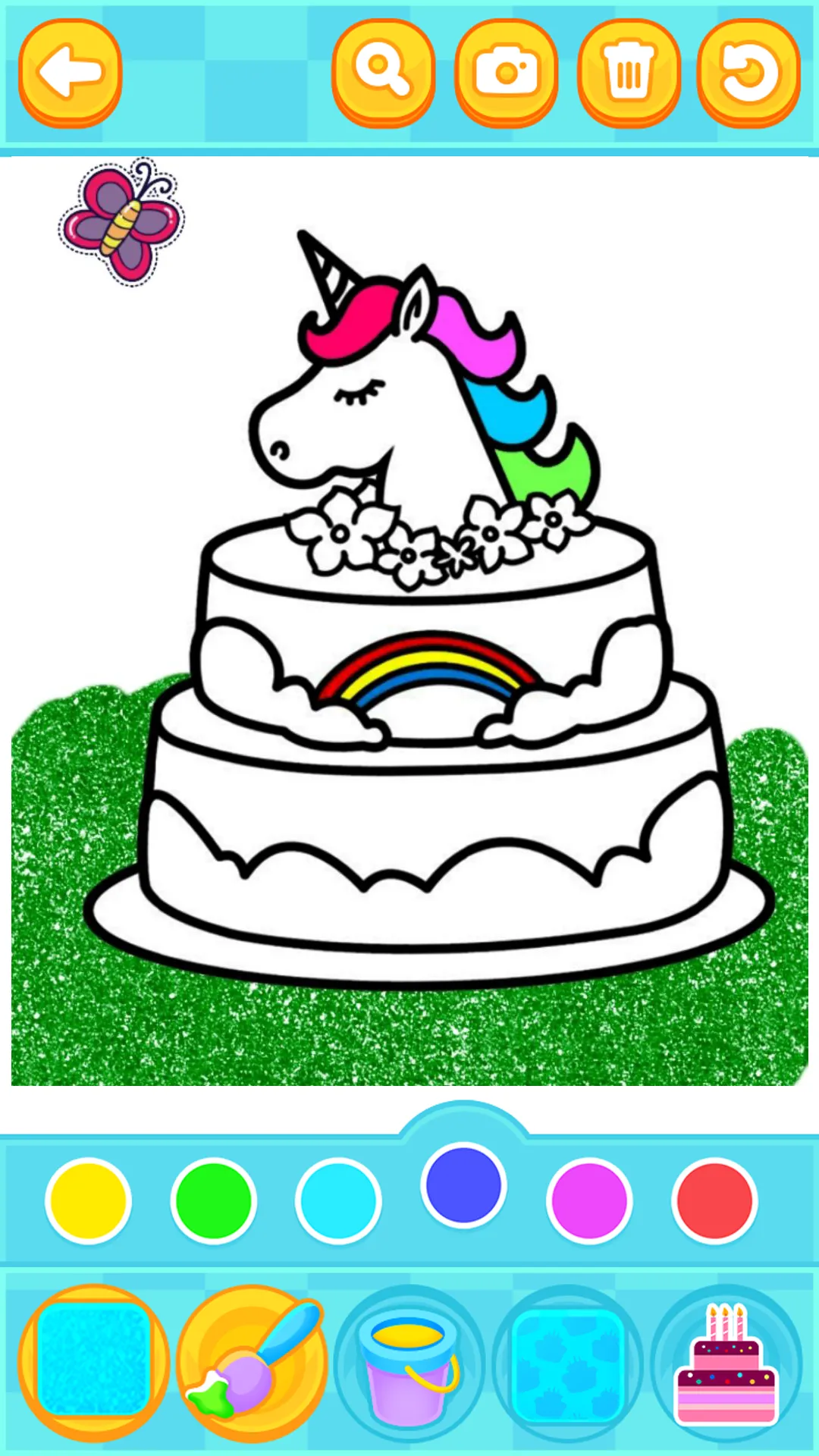 Glitter Birthday Cake Coloring | Indus Appstore | Screenshot