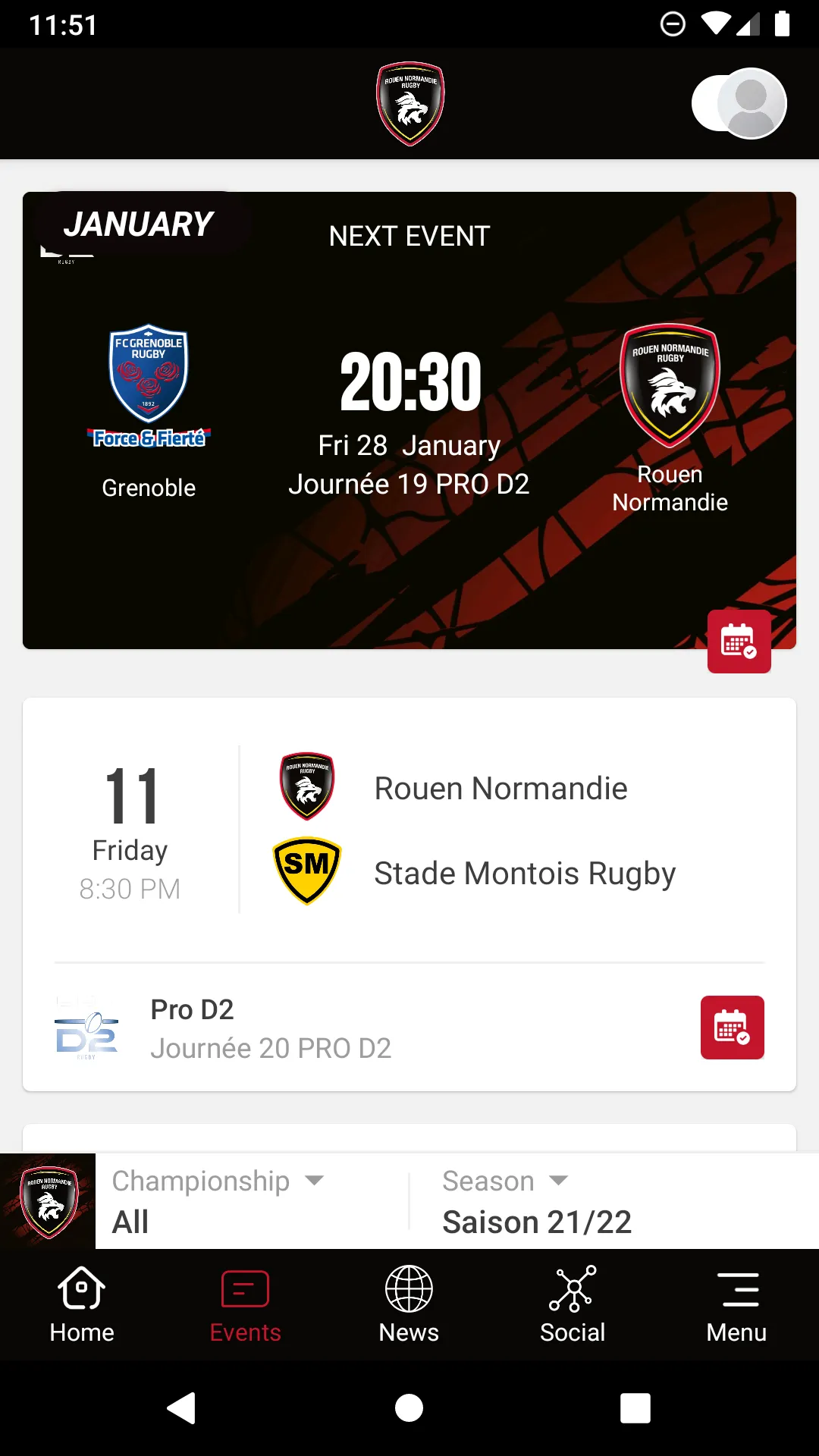 Rouen Normandie Rugby | Indus Appstore | Screenshot