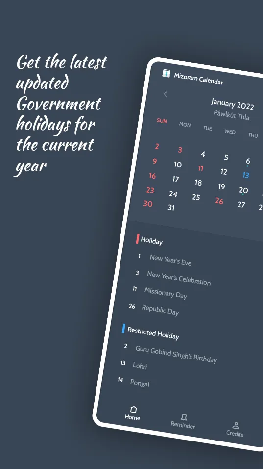 Mizoram Calendar | Indus Appstore | Screenshot