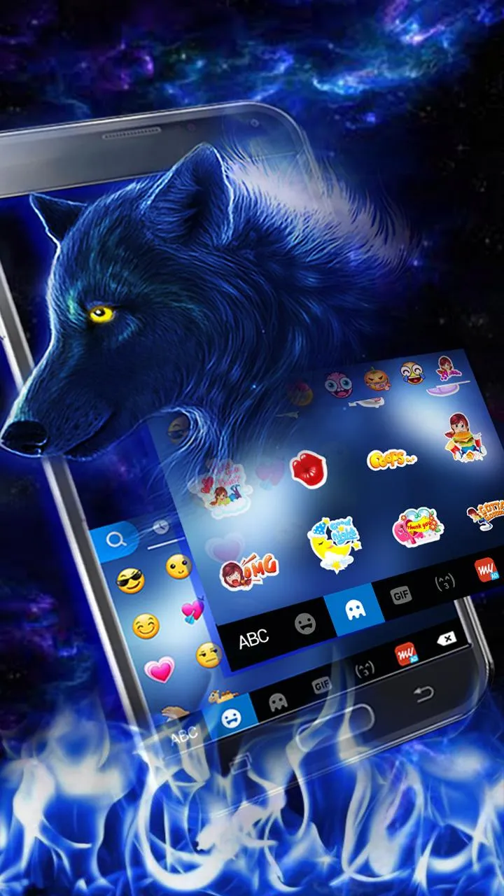 Blue Flaming Wolf Keyboard The | Indus Appstore | Screenshot