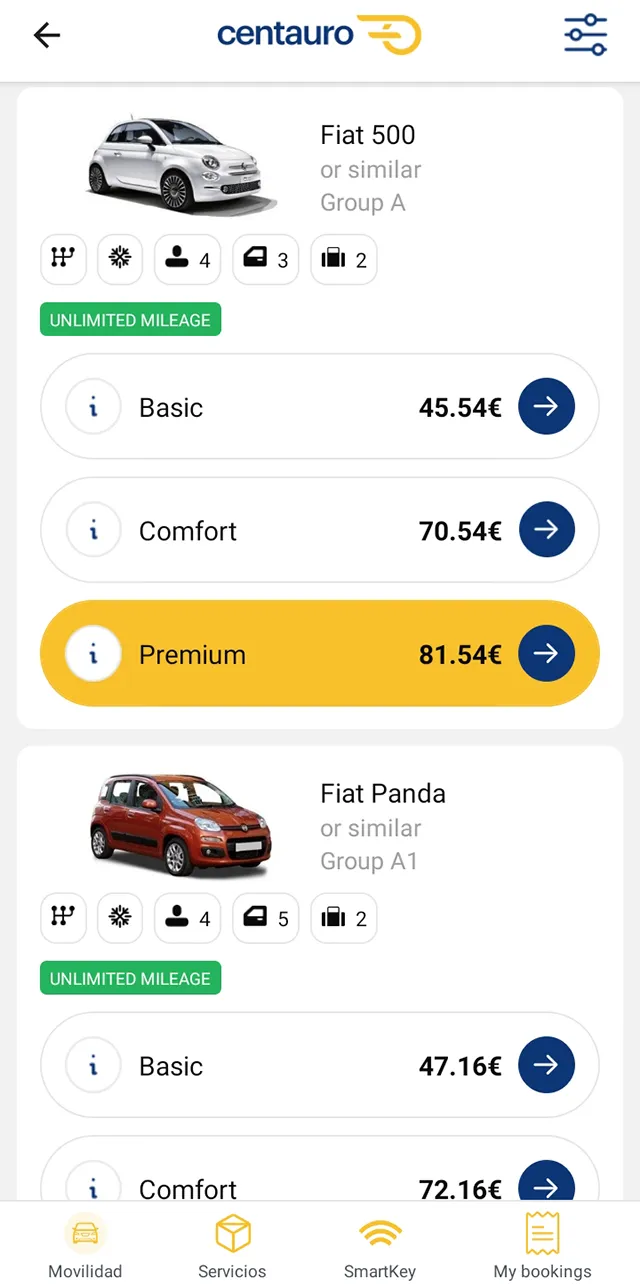 Car hire with Centauro | Indus Appstore | Screenshot