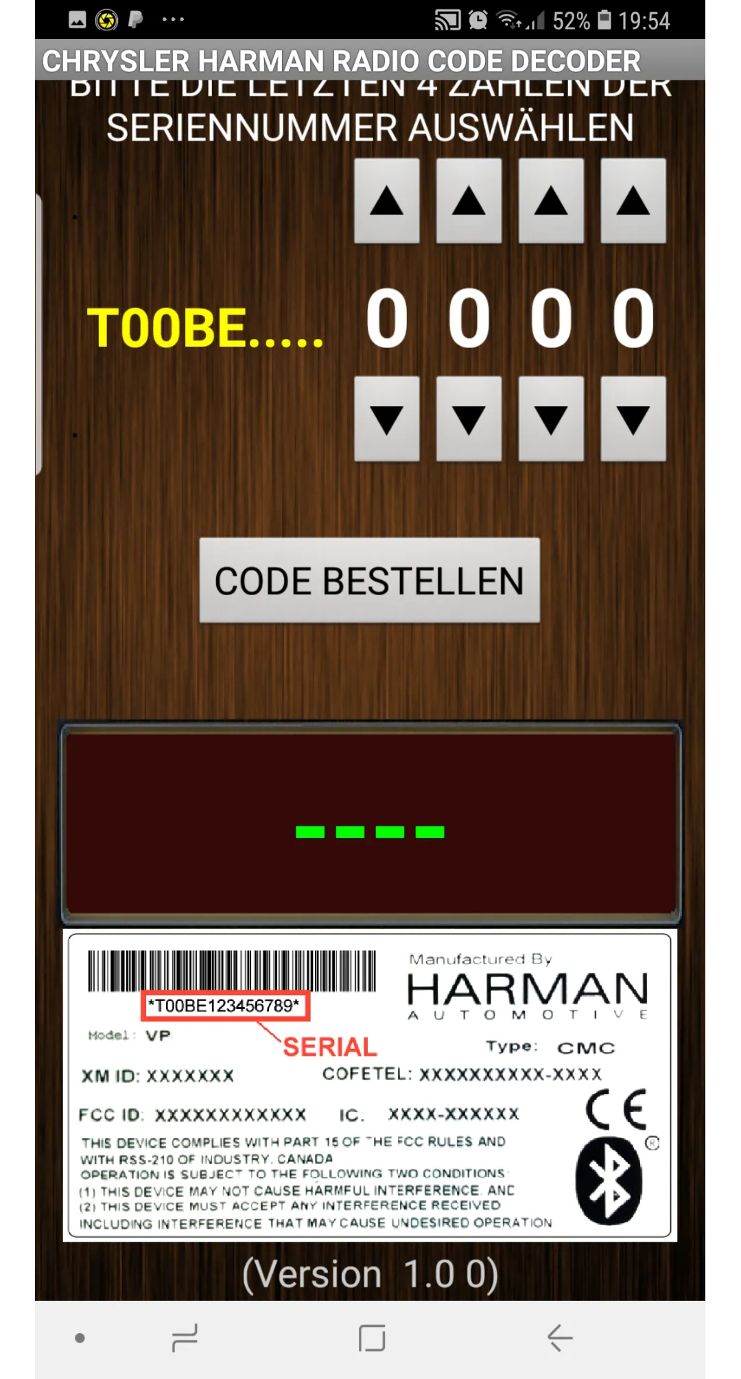 Chrysler Harman T00BE Decoder | Indus Appstore | Screenshot