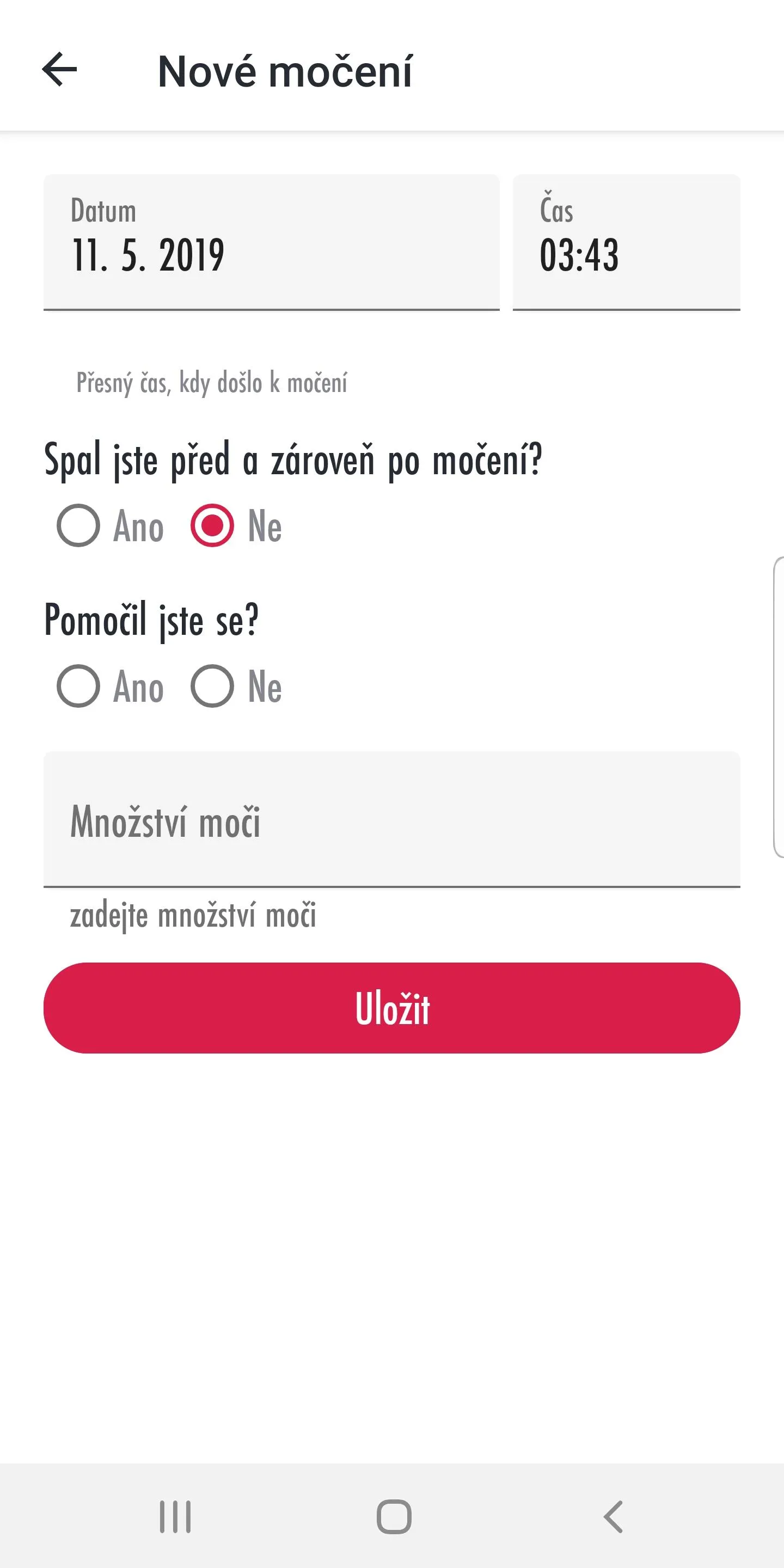 UROsoft – nejen mikční deník | Indus Appstore | Screenshot