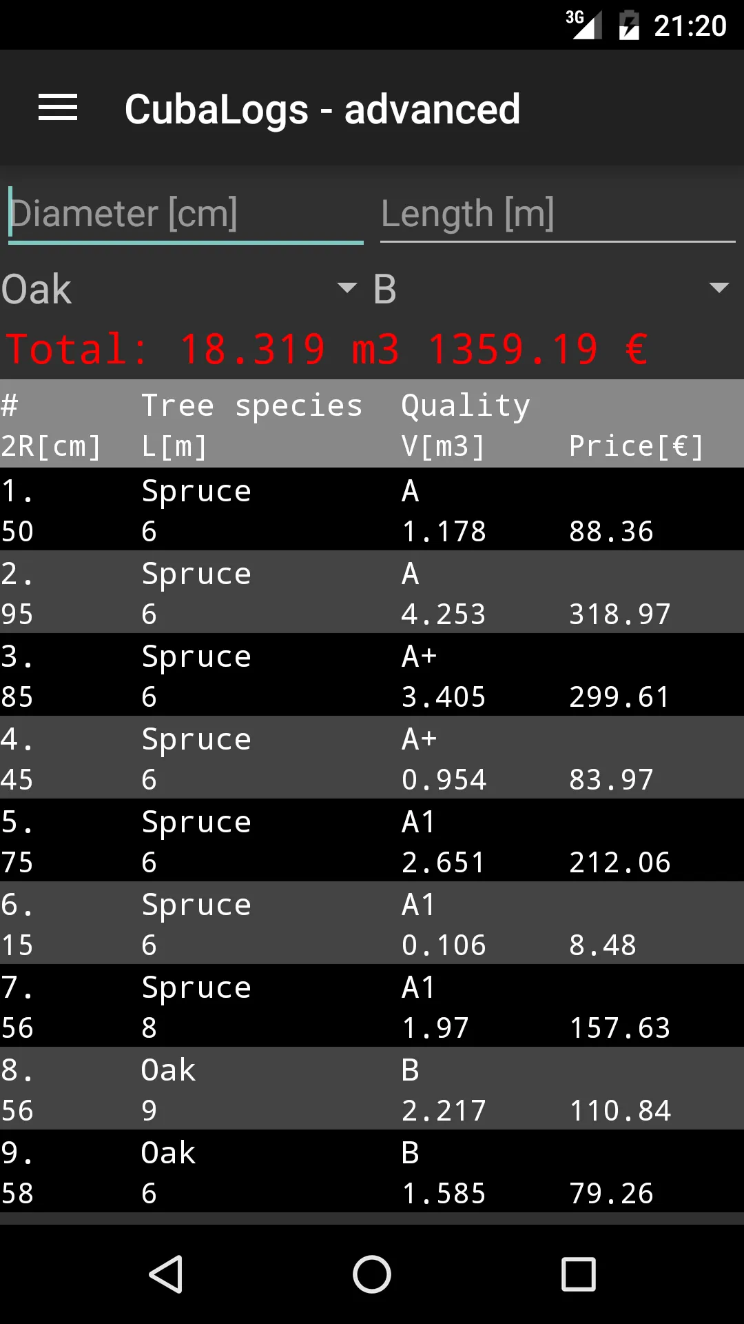 CubaLogs timber volume calc | Indus Appstore | Screenshot