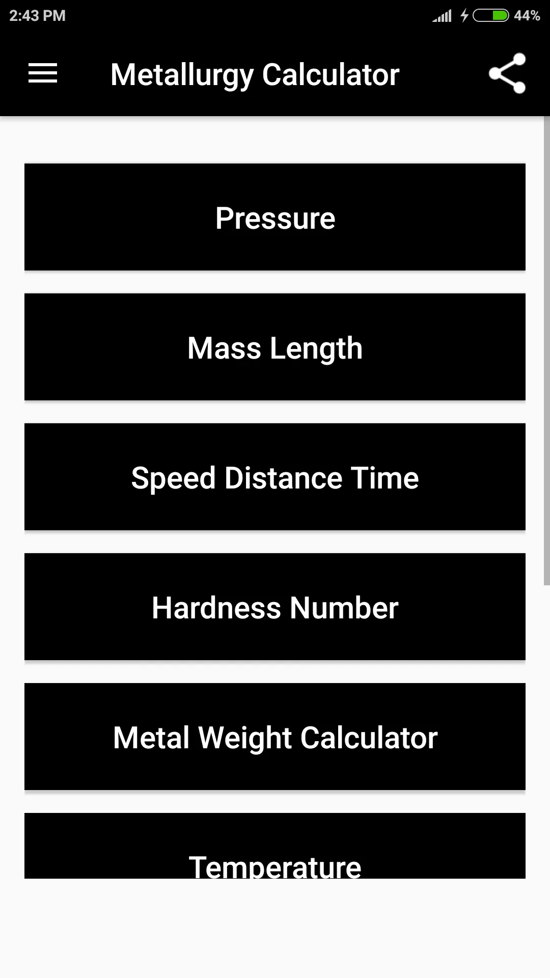 Metallurgy Calculator | Indus Appstore | Screenshot