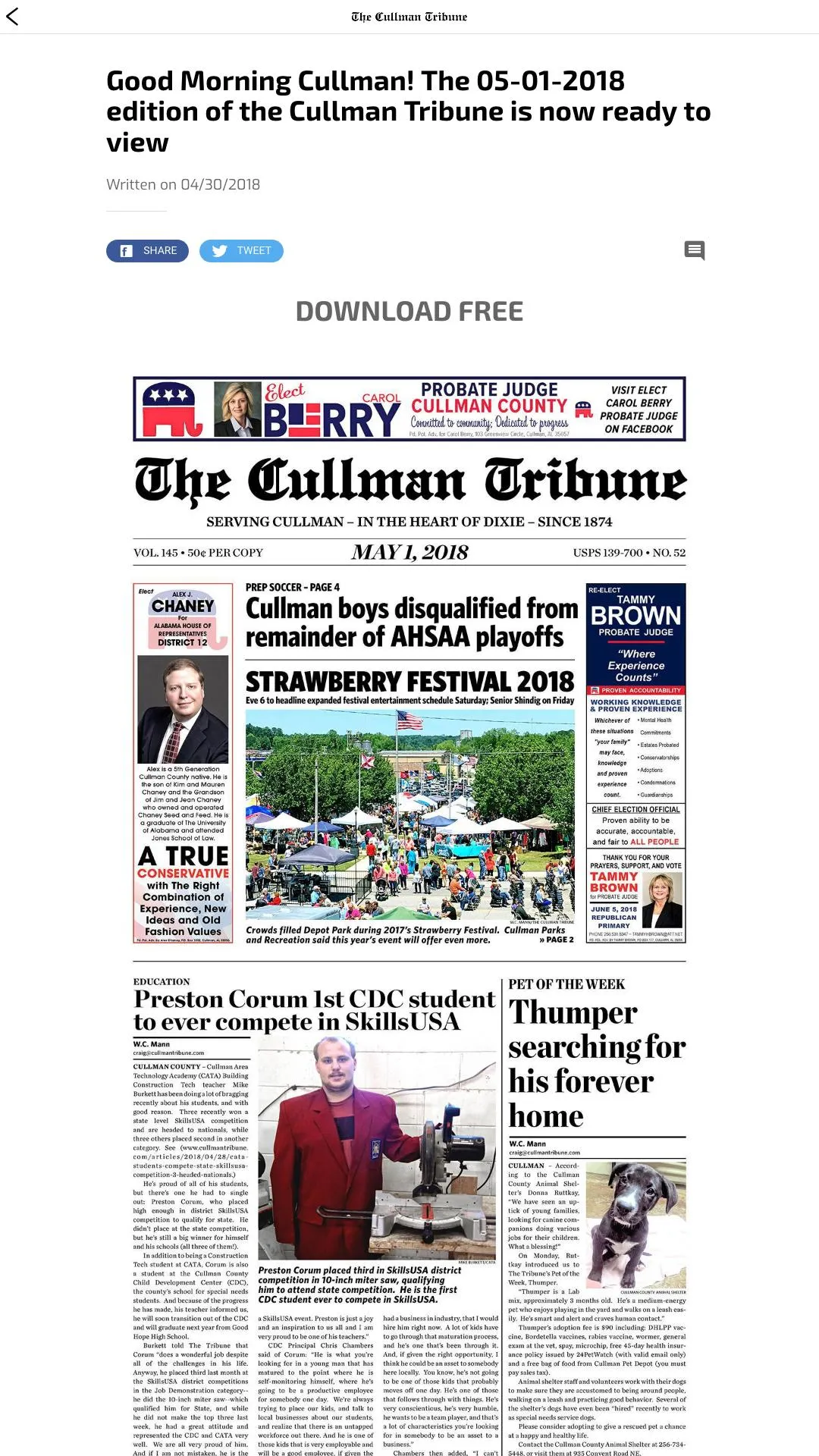 The Cullman Tribune | Indus Appstore | Screenshot