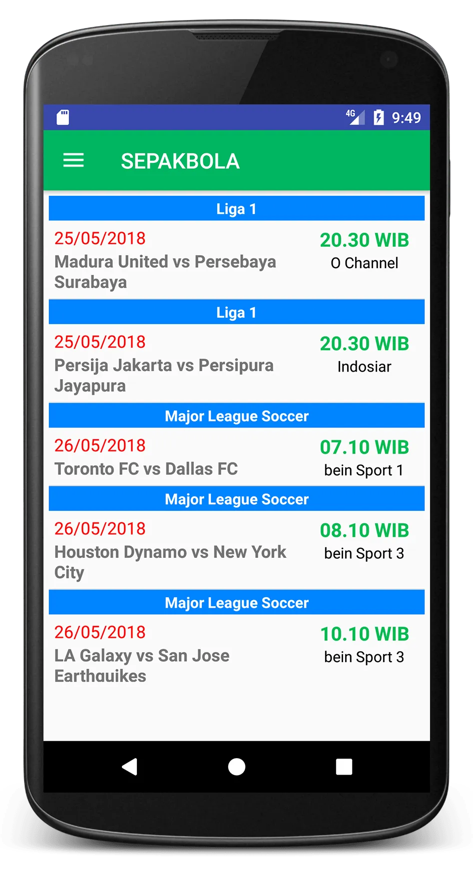 Jadwal Siaran Bola dan TV | Indus Appstore | Screenshot