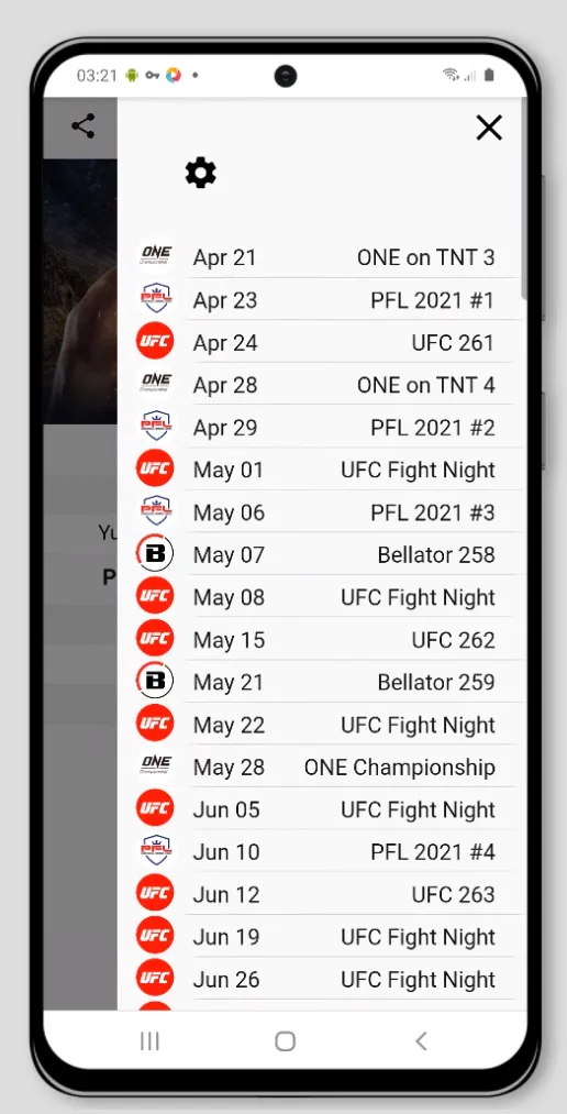 MMA Fight Cards | Indus Appstore | Screenshot