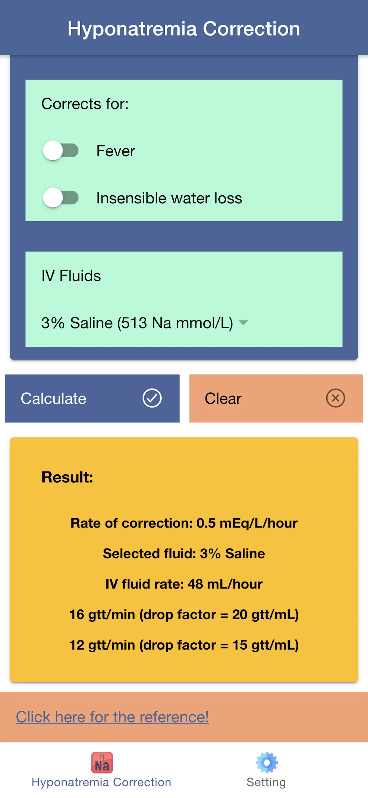 Hyponatremia Correction Rate | Indus Appstore | Screenshot