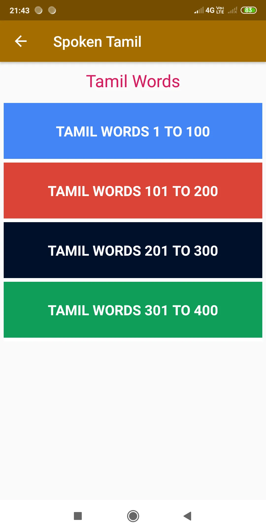 Spoken Tamil through Hindi | Indus Appstore | Screenshot