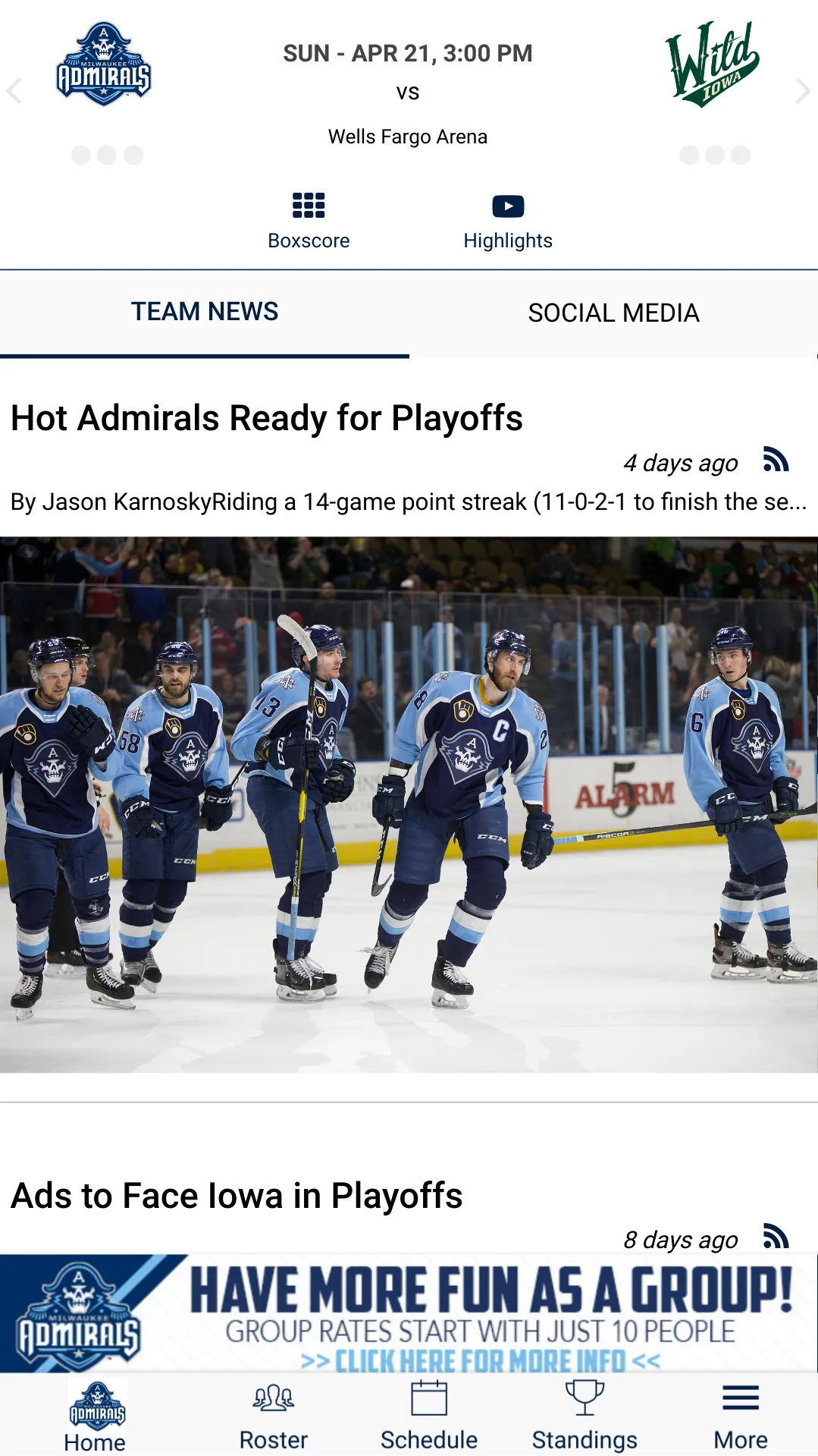 Milwaukee Admirals | Indus Appstore | Screenshot