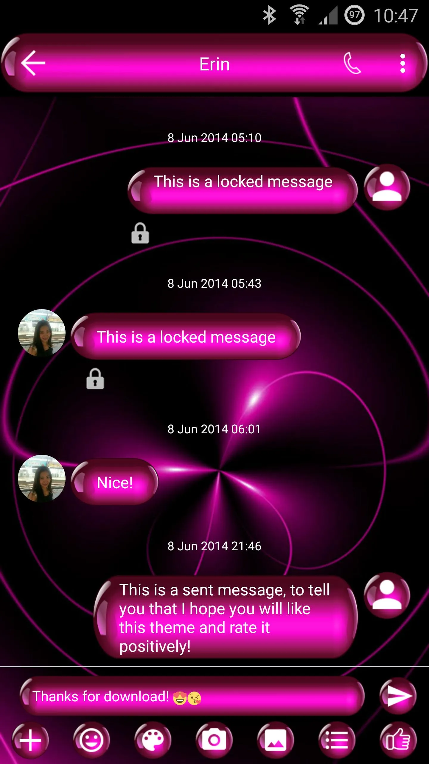 SMS Messages SpheresPink Theme | Indus Appstore | Screenshot