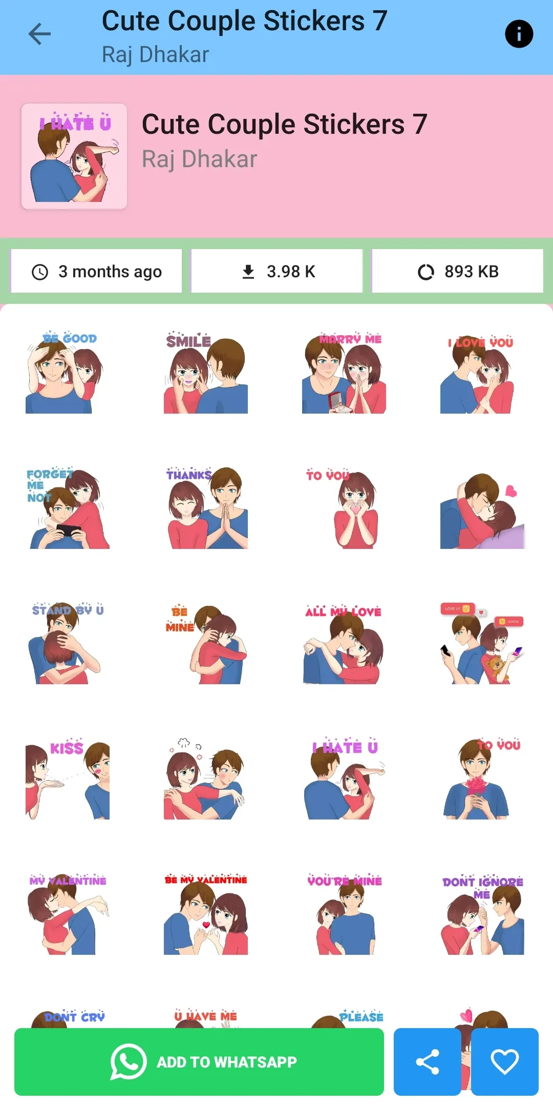 Love Stickers For WhatsApp | Indus Appstore | Screenshot