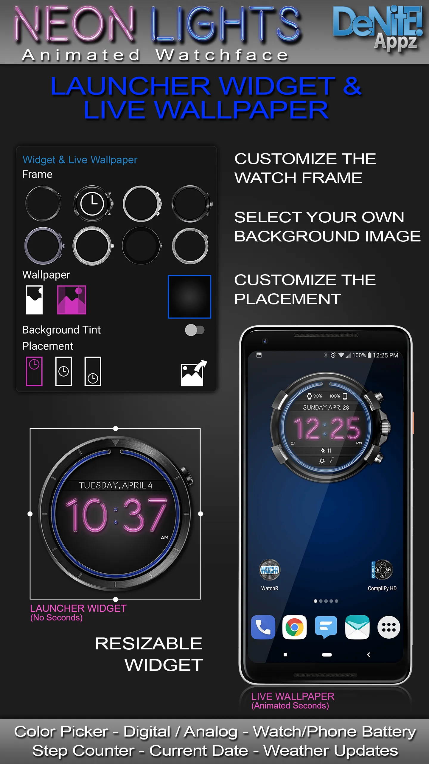 Neon Lights HD Watch Face | Indus Appstore | Screenshot