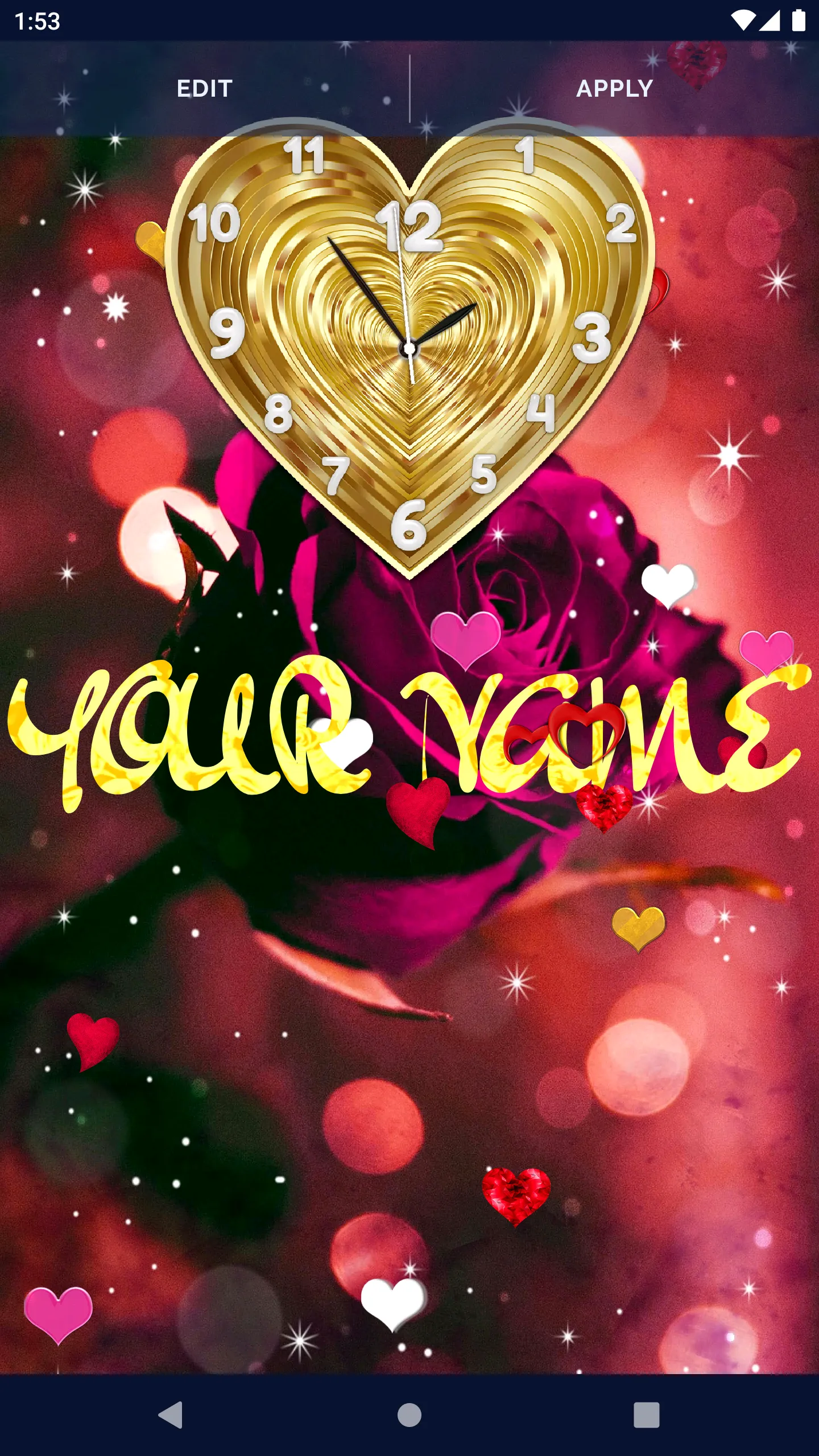 Love Hearts Clock Wallpaper | Indus Appstore | Screenshot