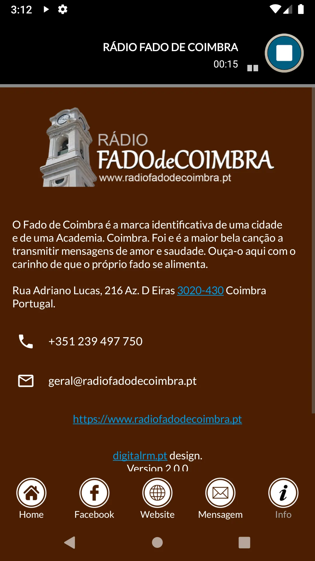 Rádio Fado de Coimbra | Indus Appstore | Screenshot