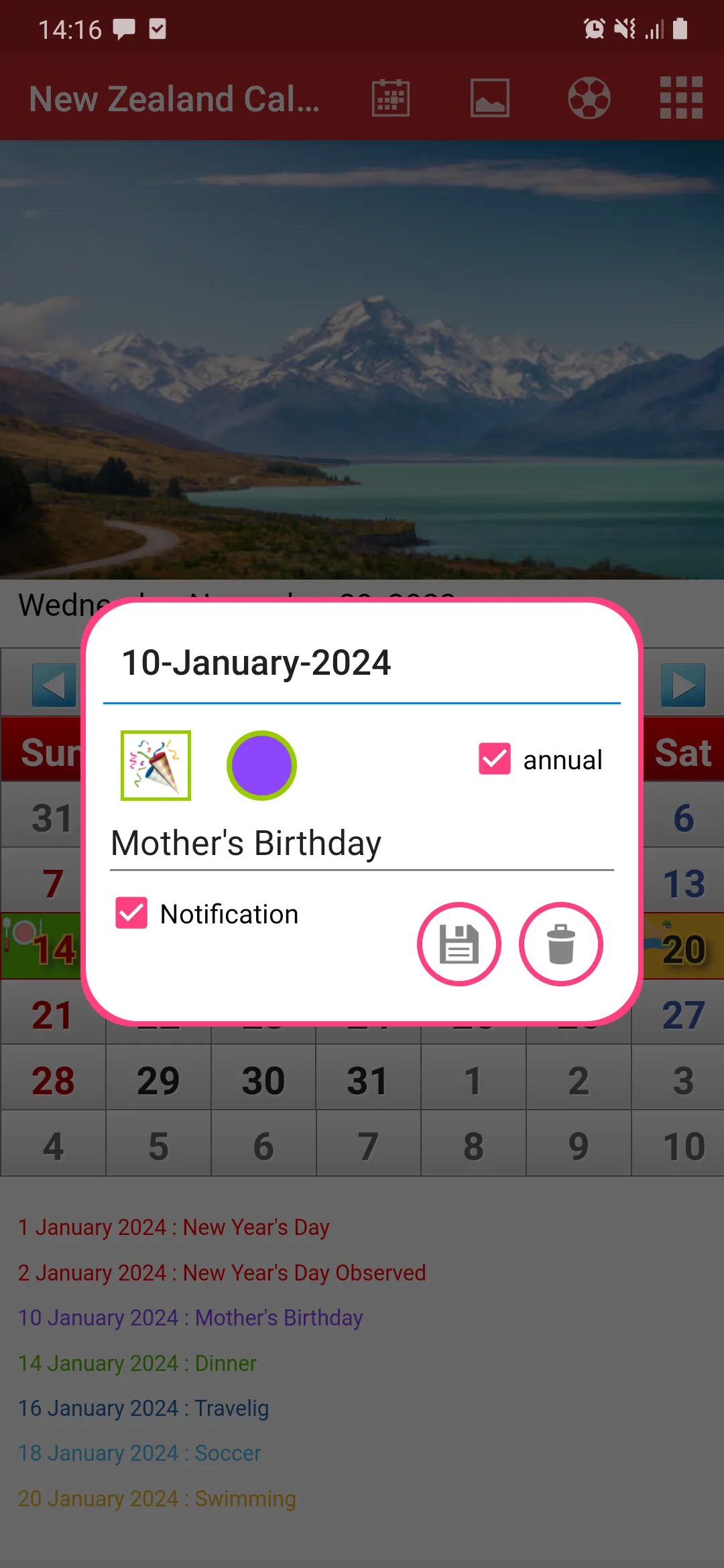 NZ Calendar 2024 | Indus Appstore | Screenshot