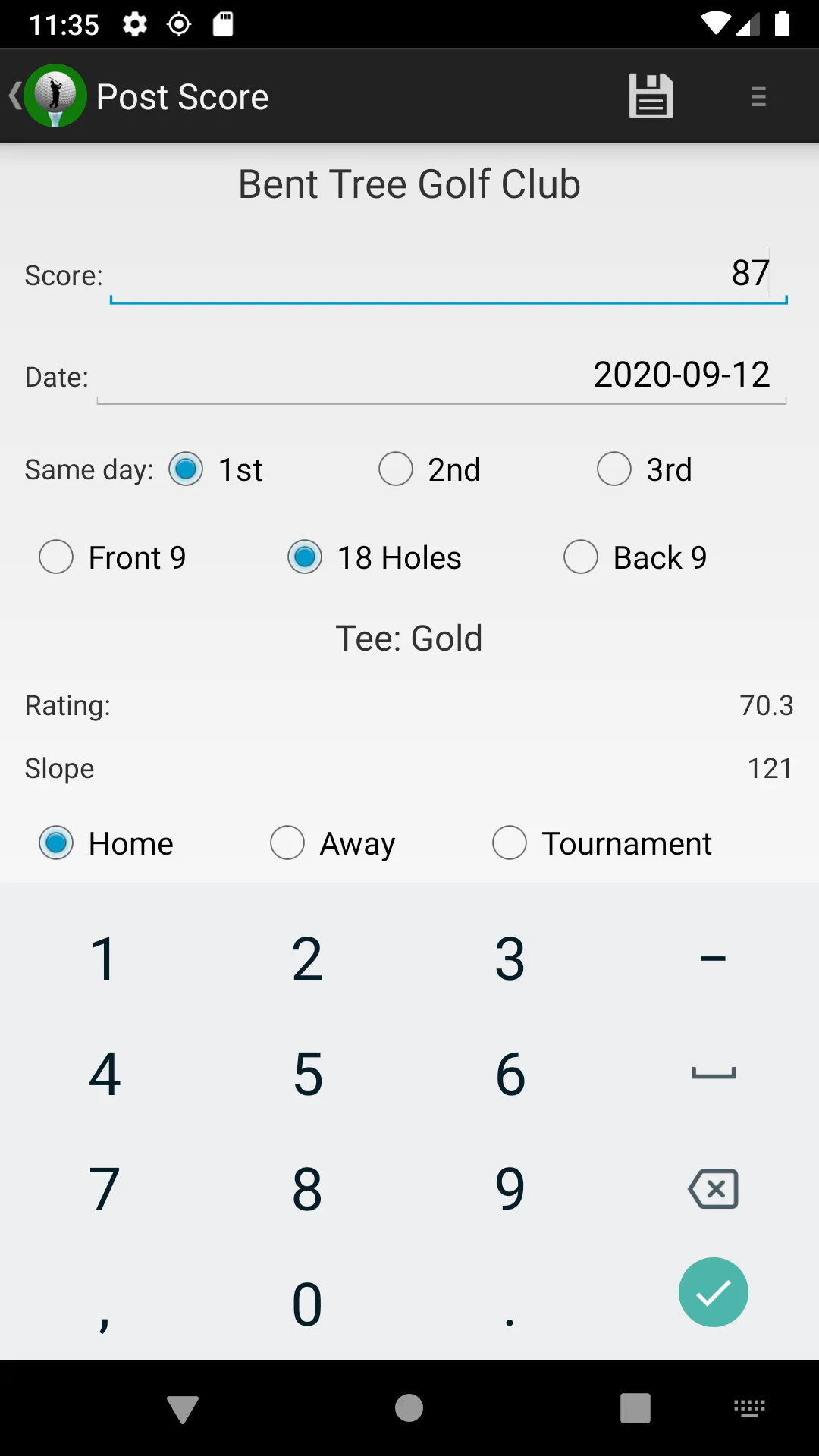 Golf Handicap Calculator | Indus Appstore | Screenshot