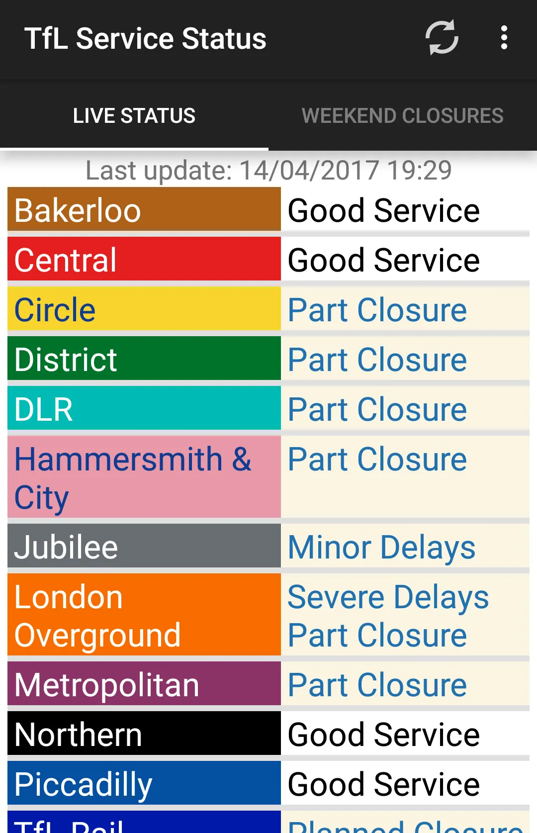 TfL Service Status | Indus Appstore | Screenshot