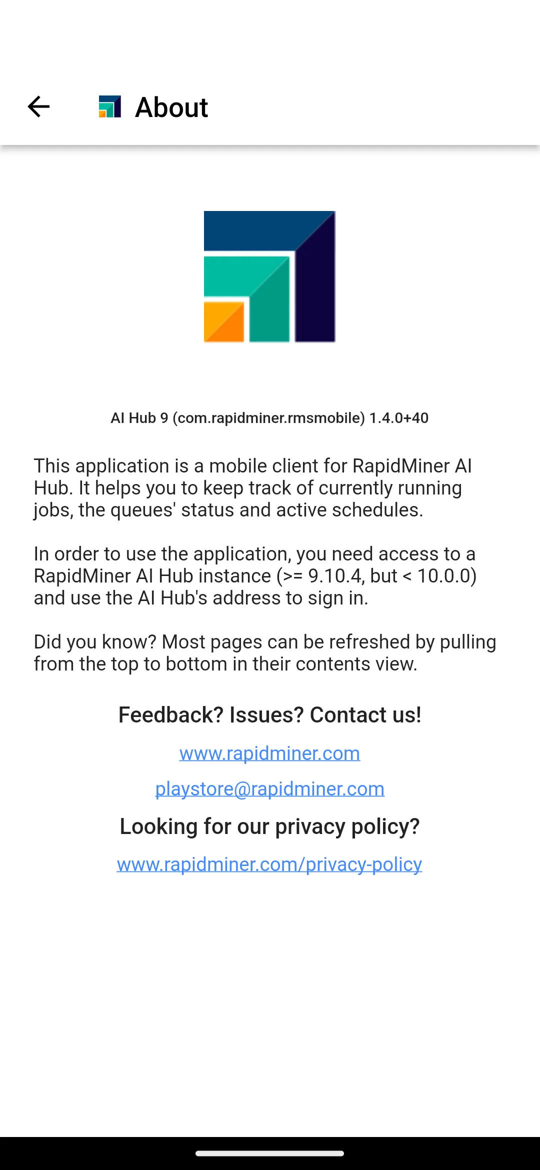 RapidMiner AI Hub 9 | Indus Appstore | Screenshot