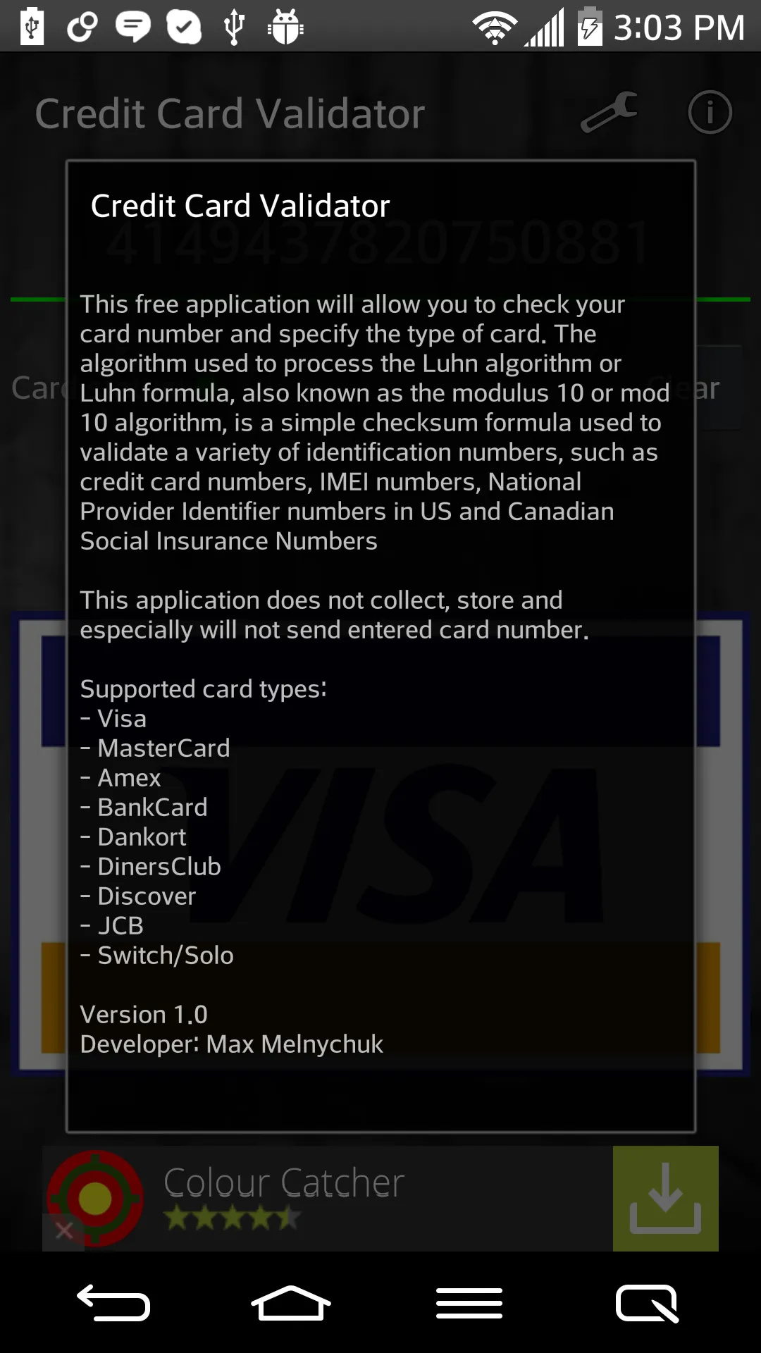 Credit Card Validator | Indus Appstore | Screenshot