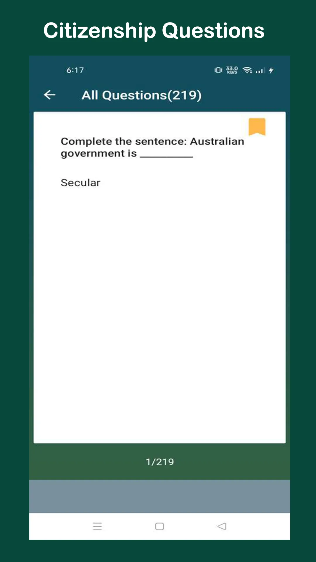 Australian Citizenship Exam | Indus Appstore | Screenshot