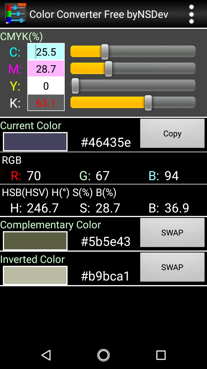 Color Converter byNSDev | Indus Appstore | Screenshot