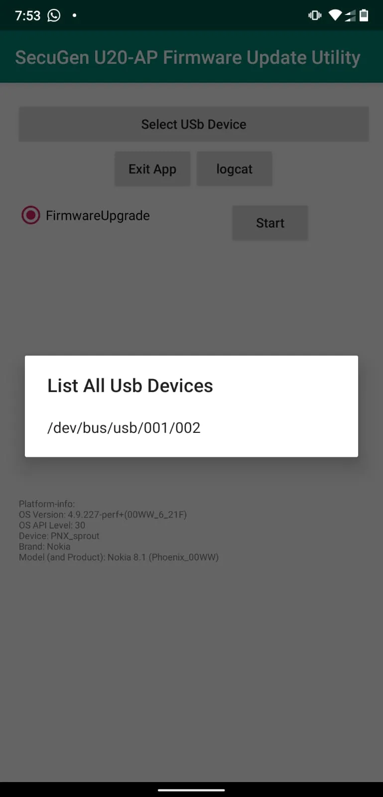 SecuGen U20AP Firmware Upgrade | Indus Appstore | Screenshot