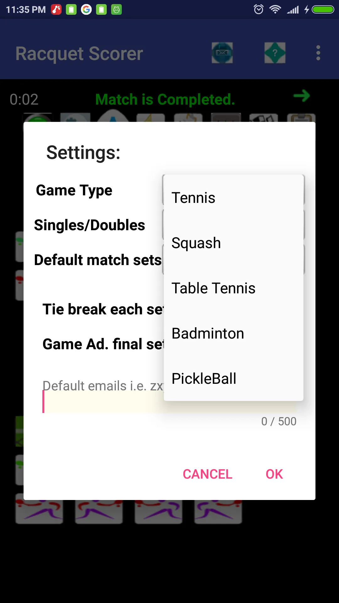 Racquet Match Scorer | Indus Appstore | Screenshot