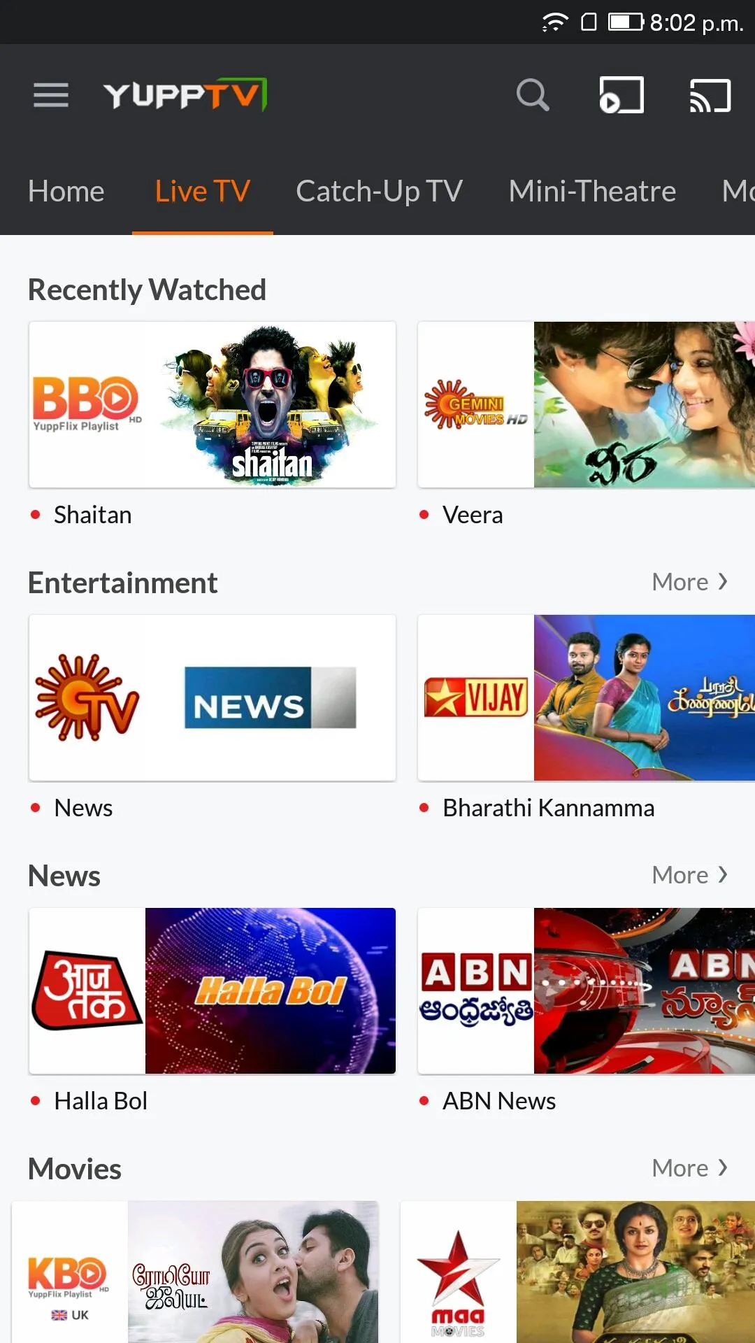 YuppTV LiveTV, Live Cricket | Indus Appstore | Screenshot